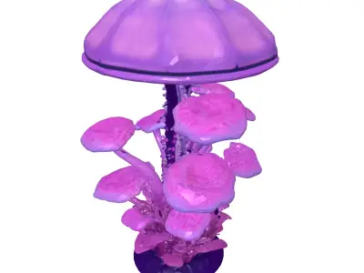 Fantasy Bioluminescent Mushroom Cluster 3D model