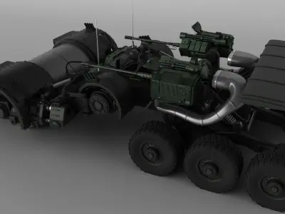 Sci Fi   vehicle  Armed Road roller 3D model