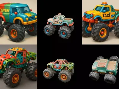 Monster Truck bundle 4 pack 100 glb 3D model