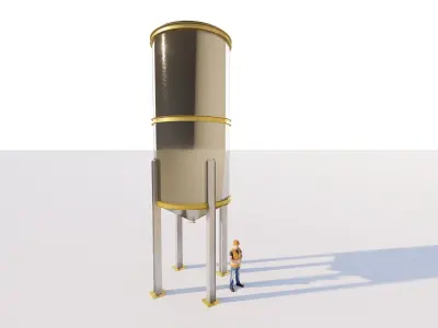 3D Model of a 38 Cubic Meter Industrial Pressure Vessel 3D model