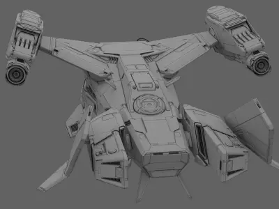 Space Ship 3D model 6