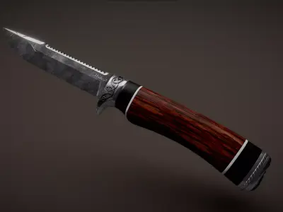 Hunter Knife Low-poly 3D model
