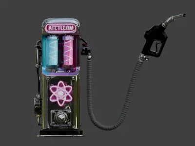Atompunk Neon Fuel Pump Low-poly 3D model