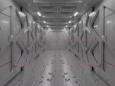 Sci-fi interior coridor 3D model