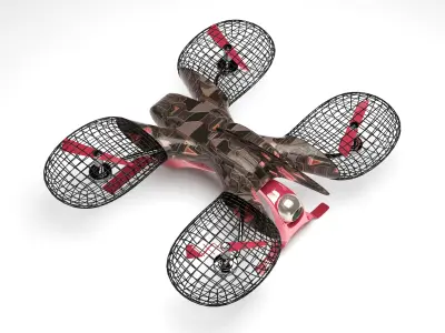 Drone futuristic hovercraft Low-poly 3D model