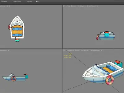Cartoon yachts Low-poly 3D model
