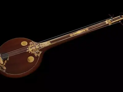 Indian Musical Instrument Tanpura Low-poly 3D model