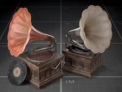 Used Soviet Gramophone Low-poly 3D model
