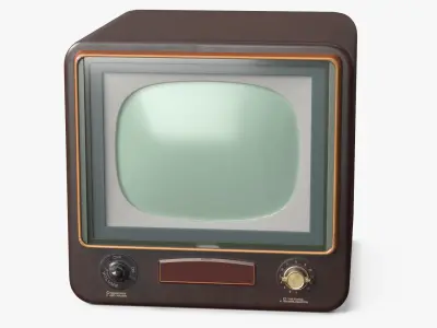Vintage Tube Television 1950s Brown 3D model