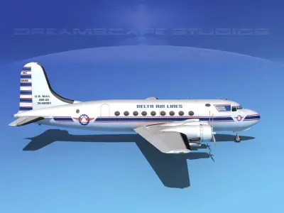 Douglas DC-4 Delta Airlines  3D model