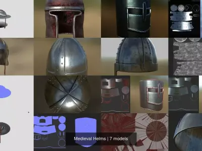 Medieval Helms 3D Model Pack