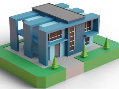 Low Poly Modern House Pack - 20 Houses 02 Free low-poly 3D model