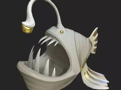 Stylized Anglerfish Statue Low-poly 3D model