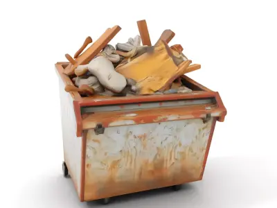 Industrial Dumpster with Debris Model Pack Low-poly 3D model purchase