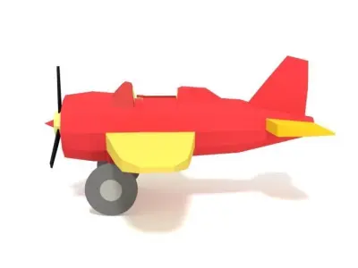 Low Poly Cartoon Airplane Toy Low-poly 3D model