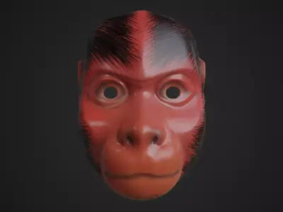 Japanese Monkey Mask Kyogen theater Noh theater Noh-kyogen Low-poly 3D model