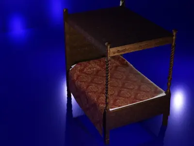 Four Poster Bed Low-poly 3D model