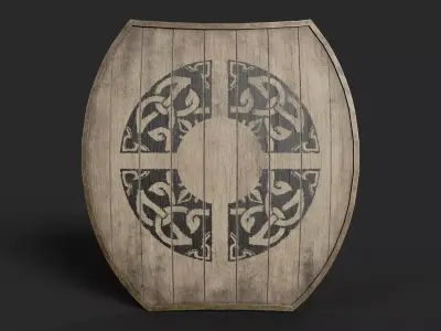 Slavic hybrid shield-painted ring rune symbol Low-poly 3D model
