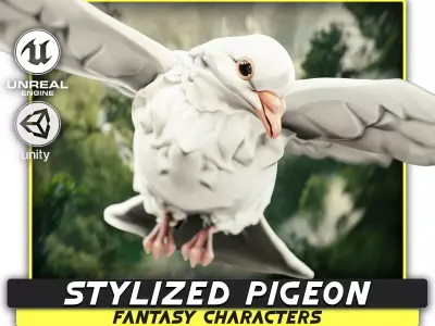 White Pigeon - Flying System - Bird Behavior Low-poly 3D model
