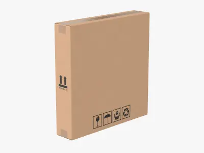 Cardboard Box 50x10x50 Closed 3D model
