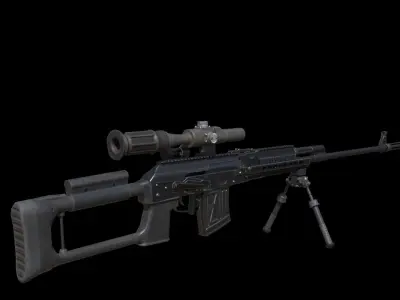 ASR-18 Camouflaged SVD Based Sniper Rifle Low-poly 3D model