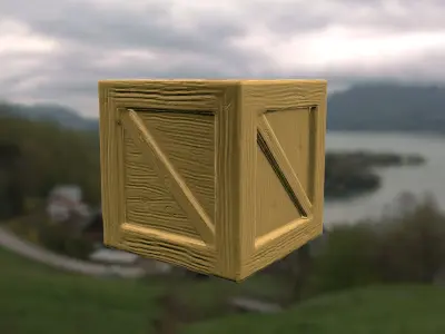 Wooden Crate Low-poly 3D model 2