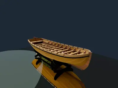 Longboat 100 Scale  3D Printable Model for Ship Dioramas 3D model