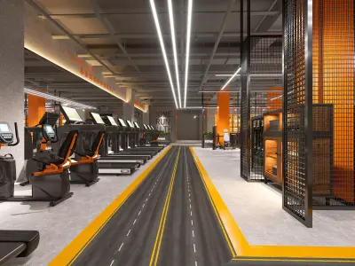3D model of gym showroom and equipment 3D model