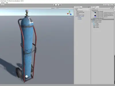 Industrial trolley with oxygen cylinder Low-poly 3D model