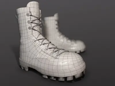 Boot Game ready model pair of military boots Low-poly 3D model