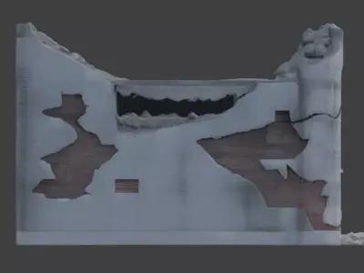 Destroyed Military Concrete Bunker Low-poly 3D model