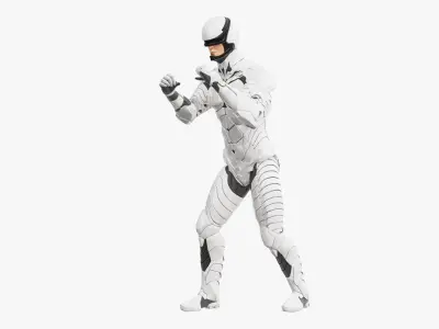 Sci-Fi Soldier White Suit Rigged for Cinema 4D 3D model