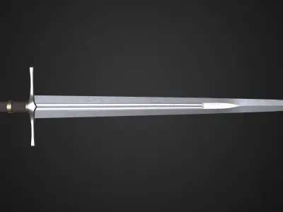 Medieval sword Low-poly 3D model 11