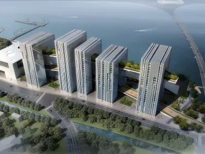 3Dmax fashion city commercial square building 96 3D model
