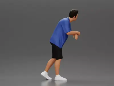 Stylish man leans casually in relaxed summer outfit stance 3D print model