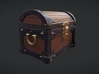 antique wooden treasure chest 3D model purchase