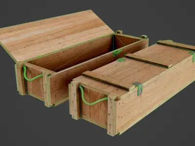 Wooden Ammo Box - PBR Game-Ready Low-poly 3D model purchase