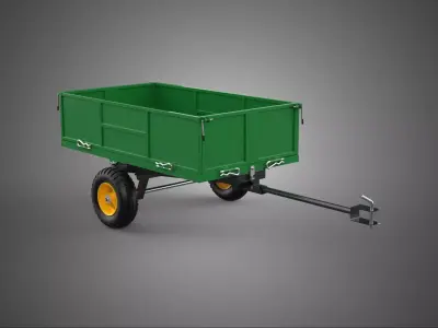 DUMP TRAILER CARGO CART WAGON TRACTOR LAWN MOWER GARDEN HAULING 3D model