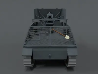 Low Poly Cartoon SdKFz 132 Marder II Tank Low-poly 3D model