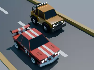 Chibi Race Car Low Poly 3D Model Low-poly 3D model