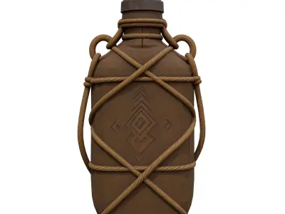 Tribal  Utility Water Canteen Low-poly 3D model