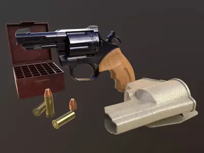 Rook Compact Revolver Blued with Accessories Low-poly 3D model