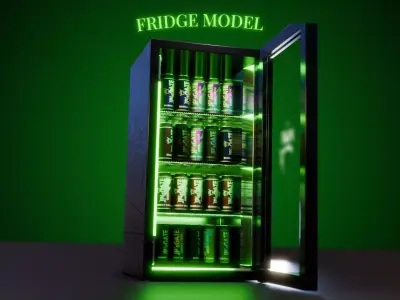 Fridge with energy drink Animation type commercial 3D model