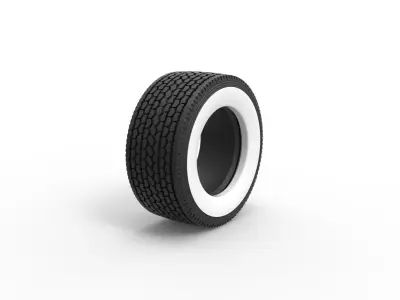 Super single semi Whitewall tire Scale 1 to 25 3D print model