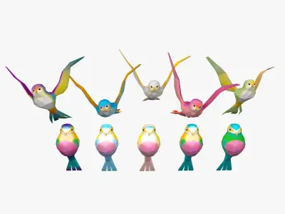 Cartoon Birds -LOW POLY Low-poly 3D model