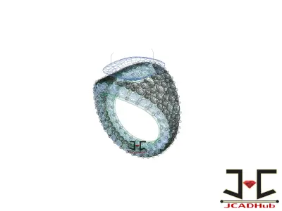 0228 - Antique Vintage Black Zircon Ring - JCADHub 3D print model