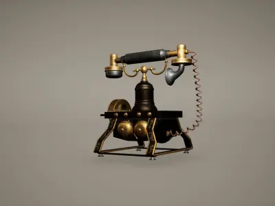Telephone Low Poly Game Ready steampunk Low-poly 3D model