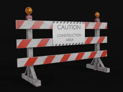 Construction Barricade Low-poly 3D model purchase