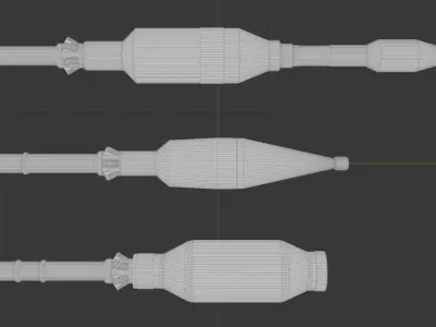 Old RPG Warhead Pack Low-poly 3D model