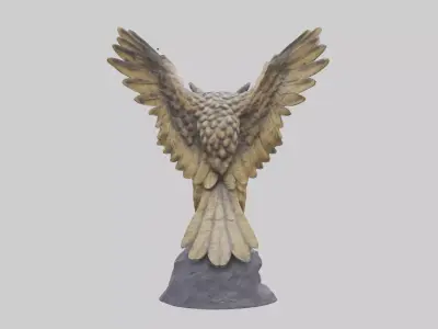 Eagle Owl statue model Low-poly 3D model